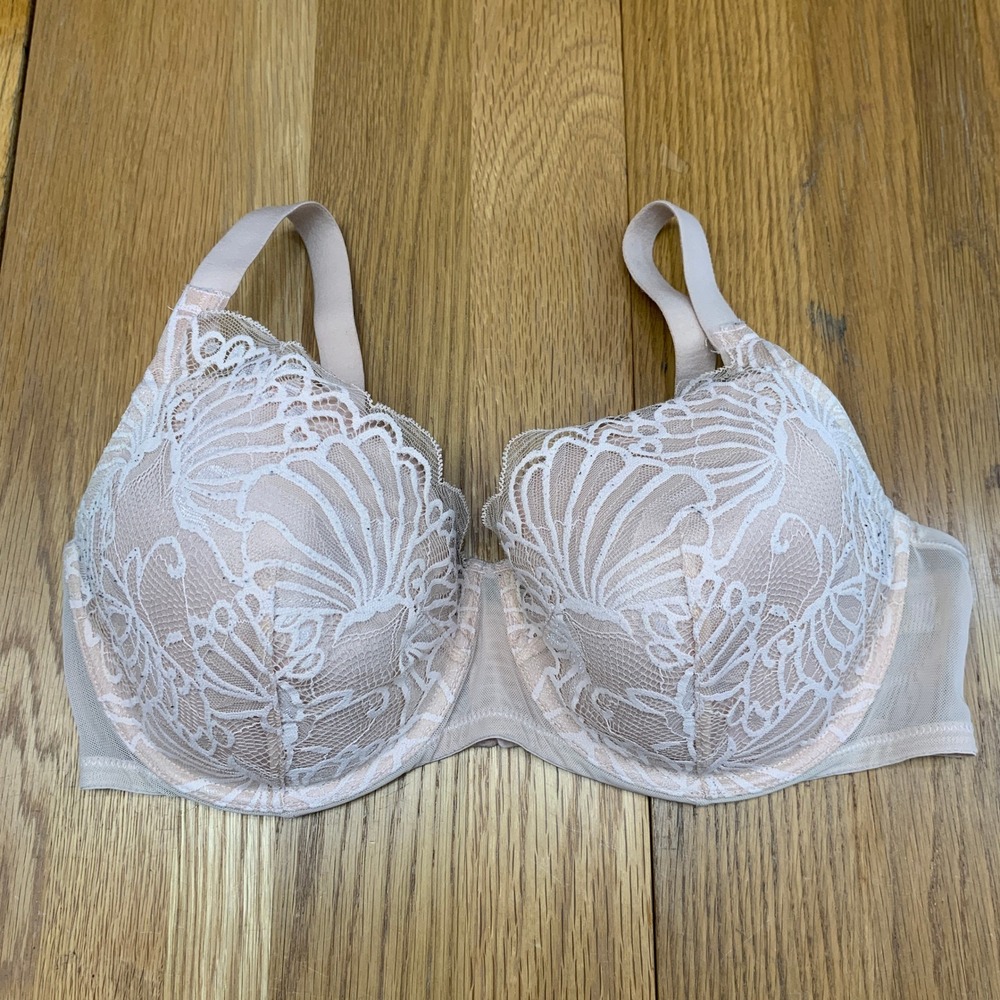 Paramour Marvelous Side Smoother Underwire Bra 38DDD Nude Beige Lace 135061